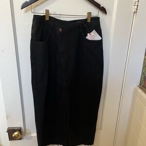 Elegant Black Jean Pencil Skirt